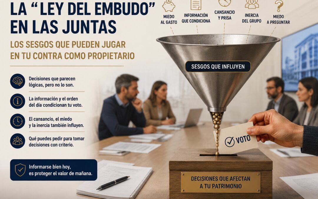 La «ley del embudo» en las juntas, los sesgos que pueden jugar en tu contra como propietario.